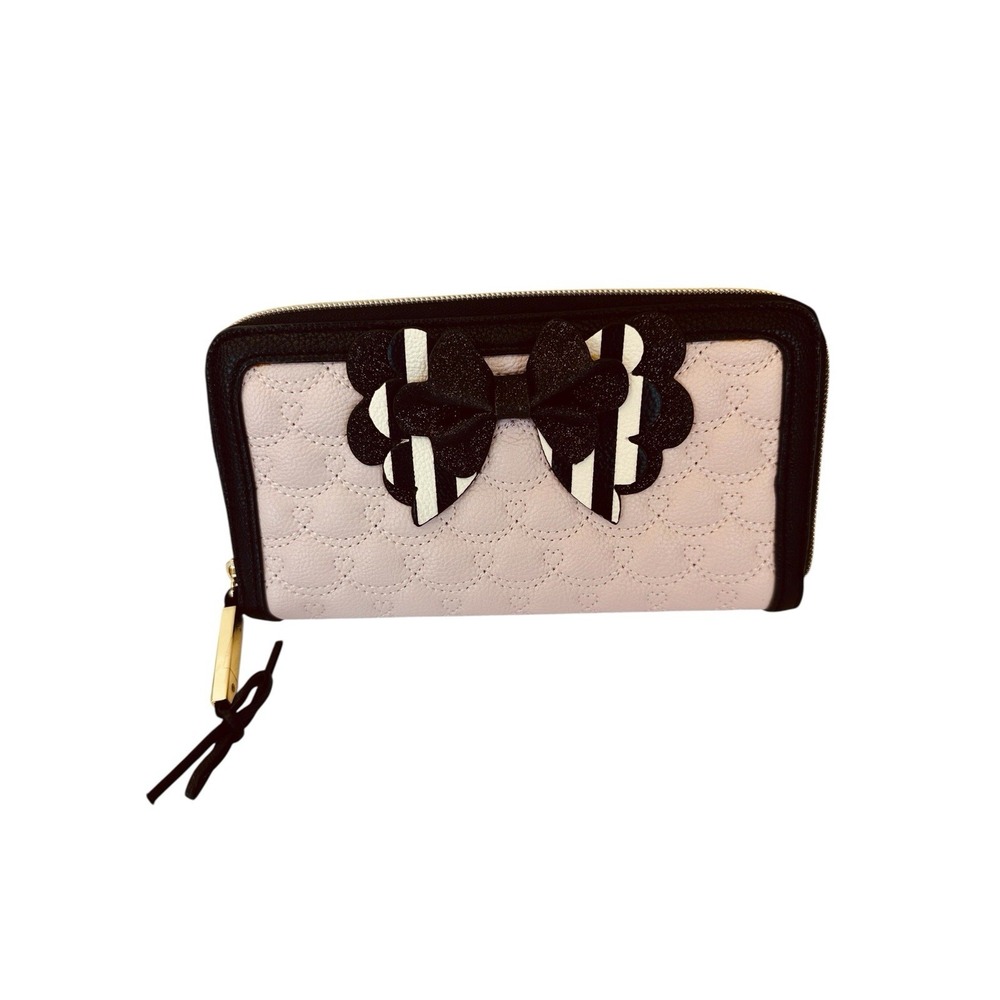 Betsey‎ Johnson Quilted Zip Around Pink & Black Wallet Faux Leather Wallet - Picture 3 of 16
